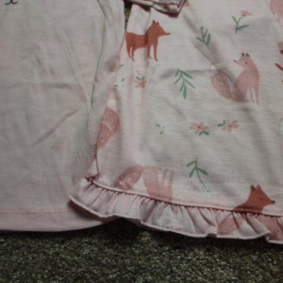 Carters Pink Fox Nightgown Set Long-Sleeved Pajamas Toddler Girls 2-3 4-5 NWT - Picture 4 of 4